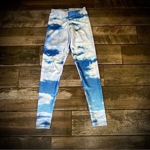 BlackMilk leggings with white clouds and blue sky print M